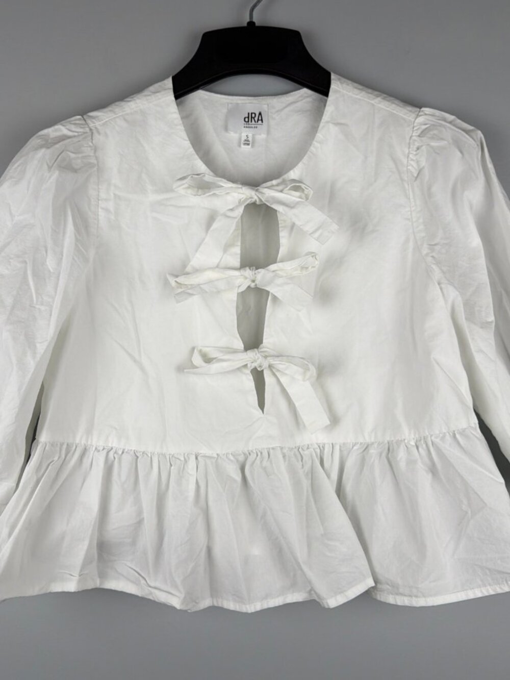 dRA Los Angeles Babydoll Tie Front Top Women S White Cardigan Cottagecore Preppy